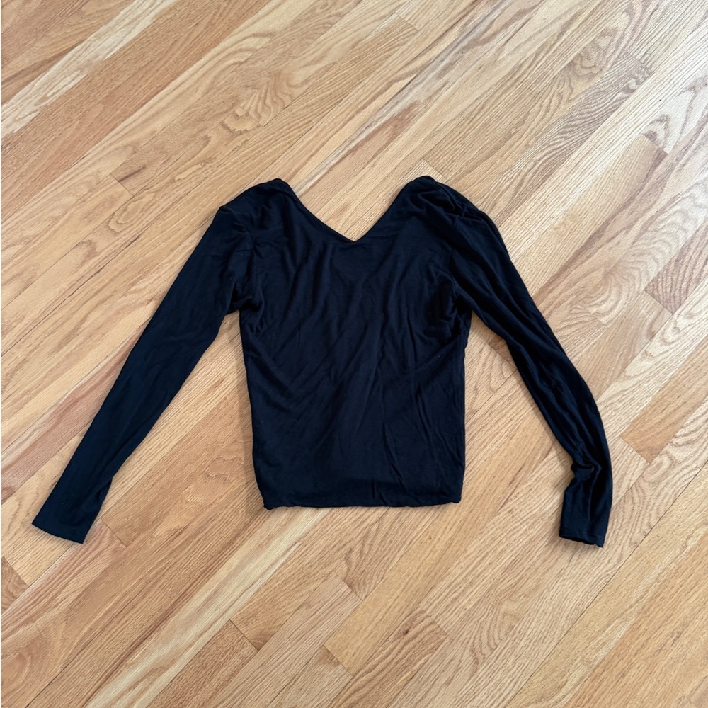 Veronica M Essentials Black Basic Long Sleeve V N… - image 2